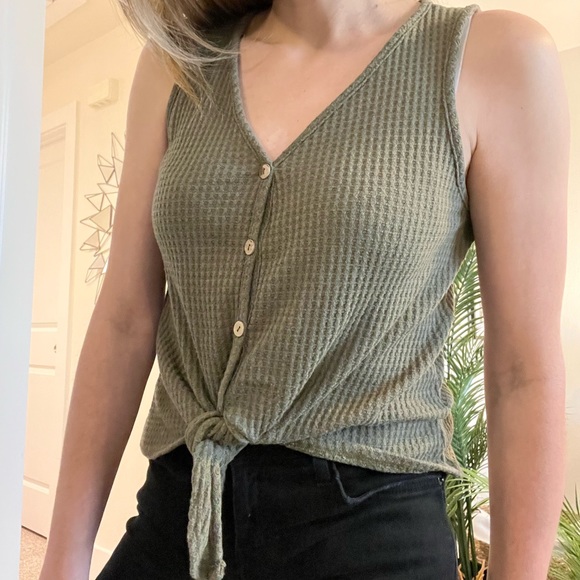 Olive Green Textured Blouse - Picture 3 of 8
